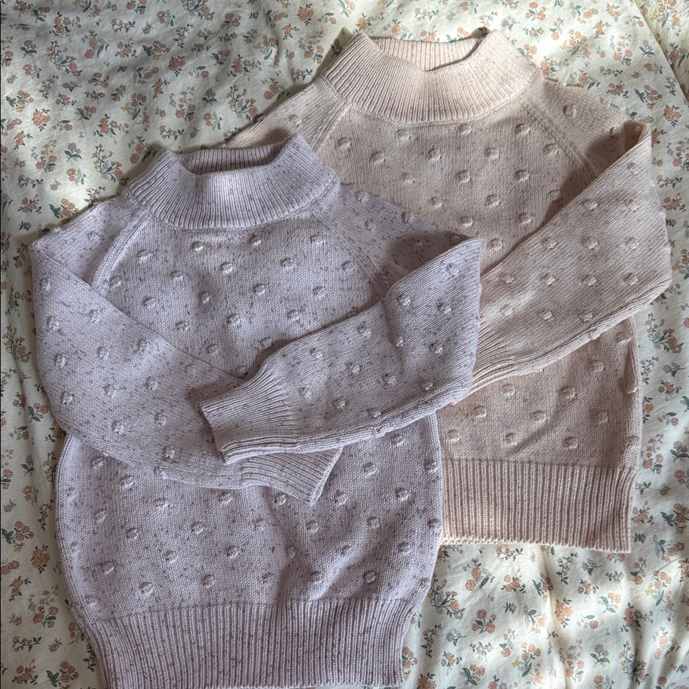 Elegant Kids Sweater Set - Cream and Light Purple